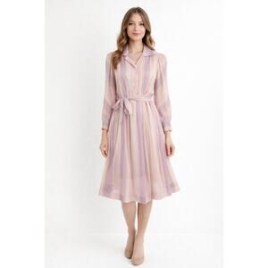 Vintage pastel striped midi dress Willow Ridge women's Purple Dress size 12